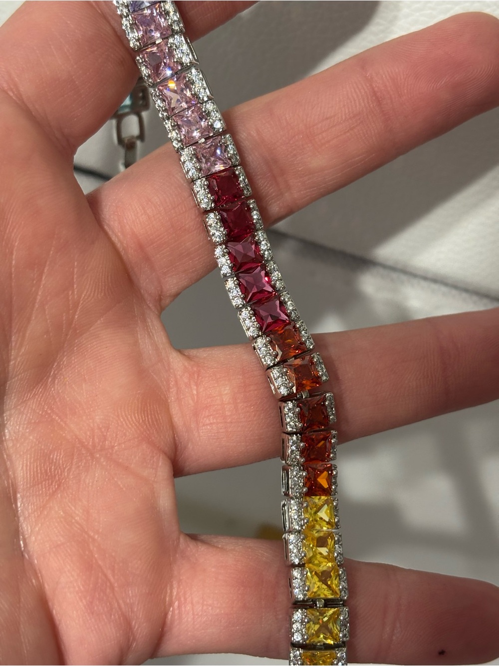 Multi-Color Crystal Tennis Bracelet - Picture 7 of 7